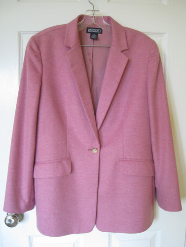 Land's End, Lands End Womens Jacket Blazer Size 10 Wool Cashmere Pink One Button Lined EUC