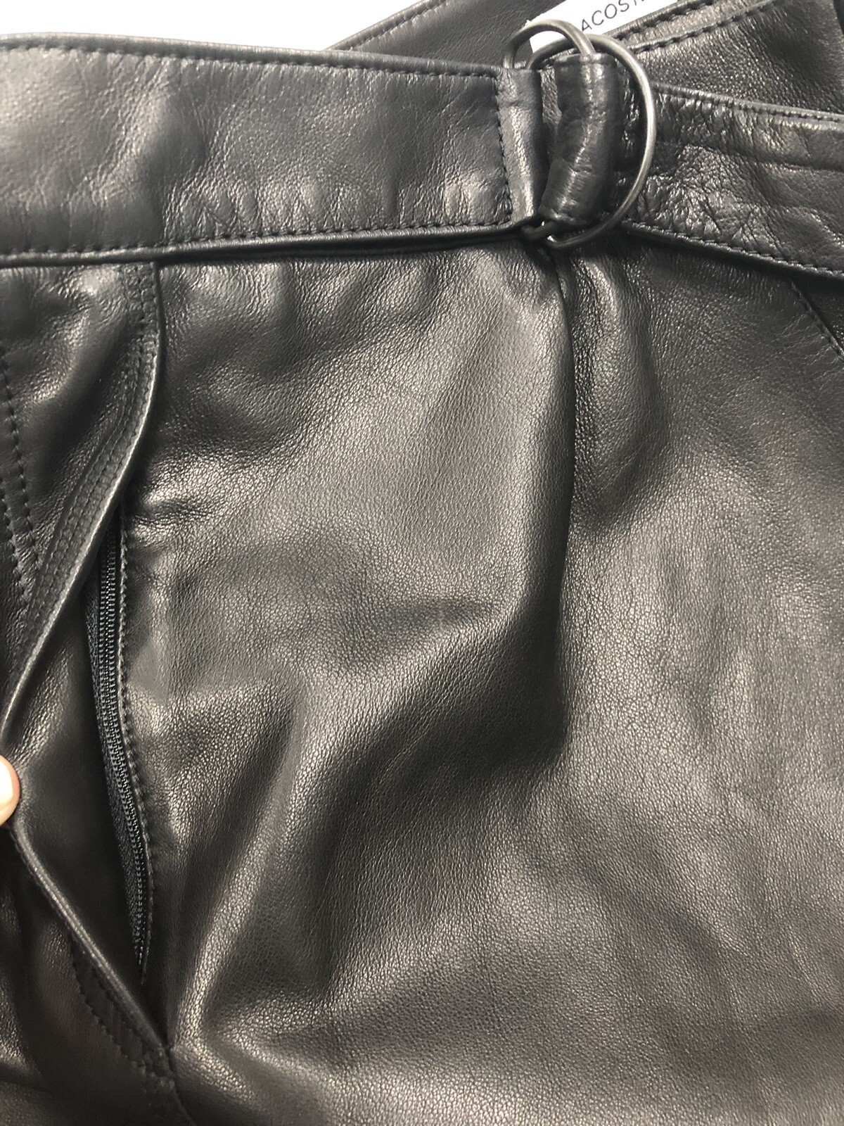 Lacoste Women's Fashion Show High Waisted Soft Leather Skirt In Black Size 40/L image 8