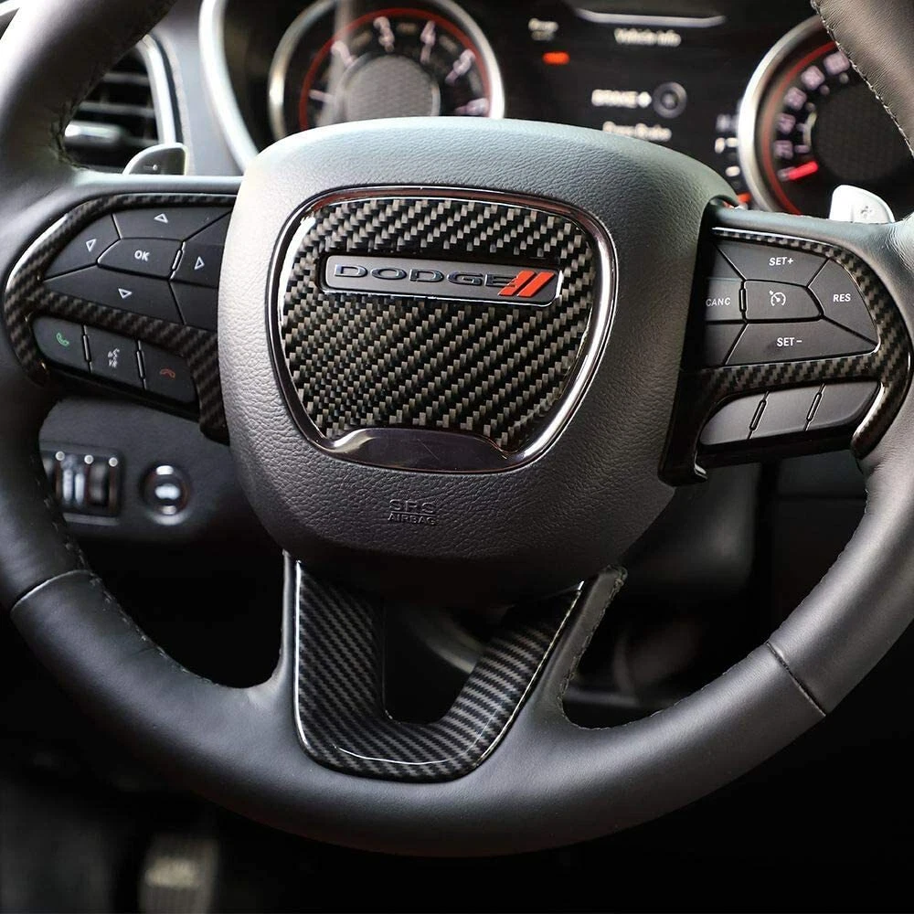 15 21 Dodge Challenger Carbon Fiber Molded Steering Wheel Bezel