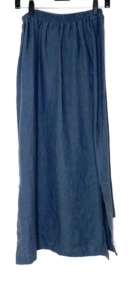 Eskandar Neiman Marcus Denim Blue Linen Faux Wrap Midi Skirt 0 = 6/8 = S/M NEW💙 - Image 2 of 4