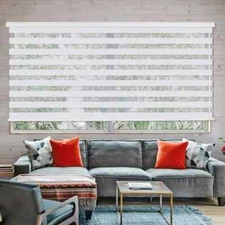 Zebra Roller Blinds Shades Sheer or Privacy - White, 26" x 72" New/Open Box