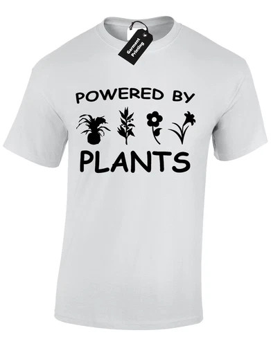 Powered By Plants Vegetarian Vegan Meme Fashion Unisex T-Shirt - Picture 11 of 11