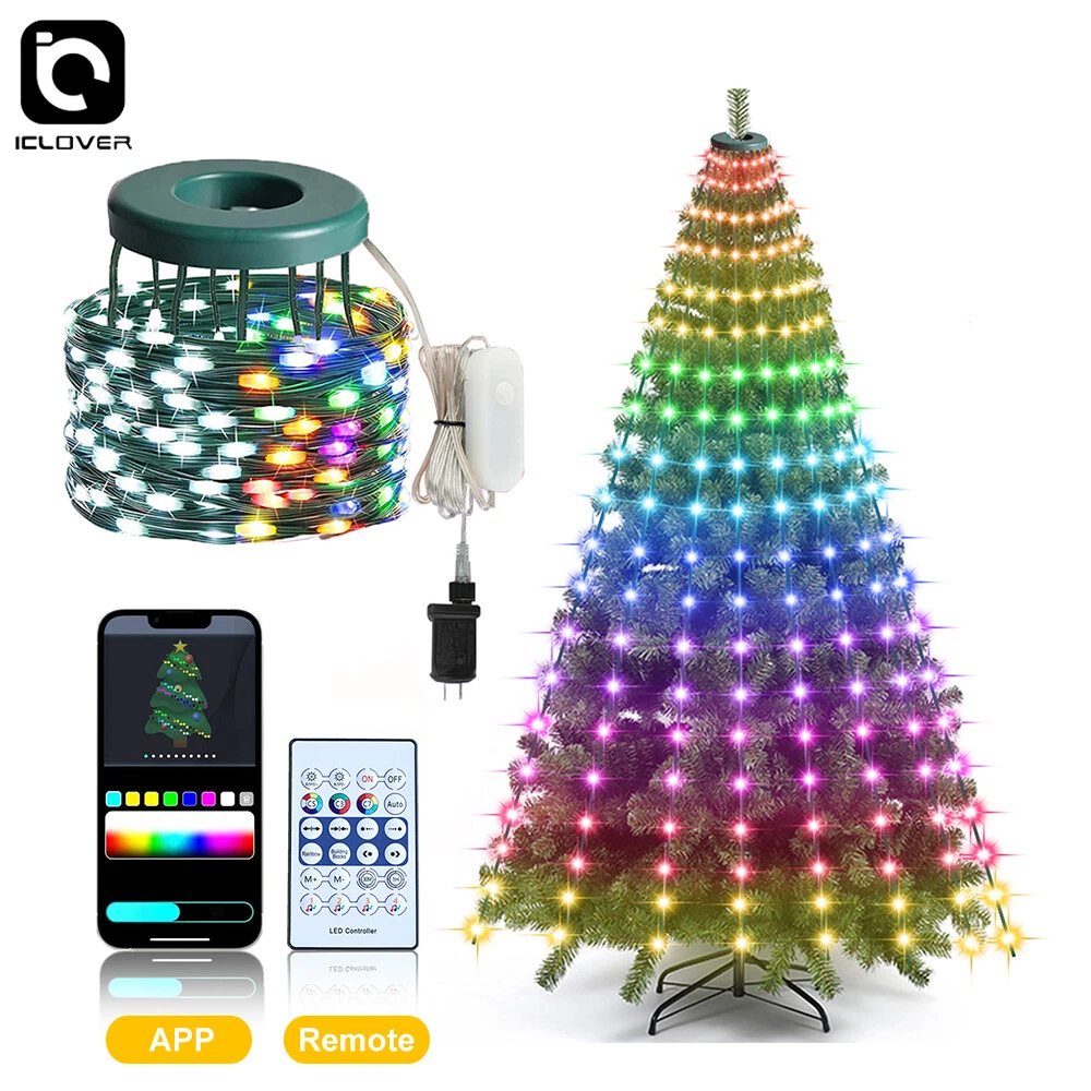 RGB Smart Christmas Tree Waterfall Fairy String Lights Remote APP Bluetooth  Control LED Light Show Tree