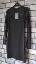 Ladies Black Dress PLT Size 10 Brand New  Short Bodycon Shear Sleeve 
