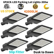 LED Parking Lot Light, 6 Pack 300W LED Shoebox Light with Dusk to Dawn Photocell
