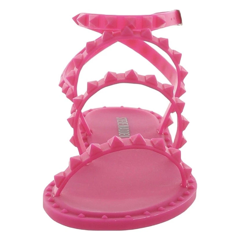 Steve Madden Women s Travel j Studded Flat Jelly Sandals Hot Pink