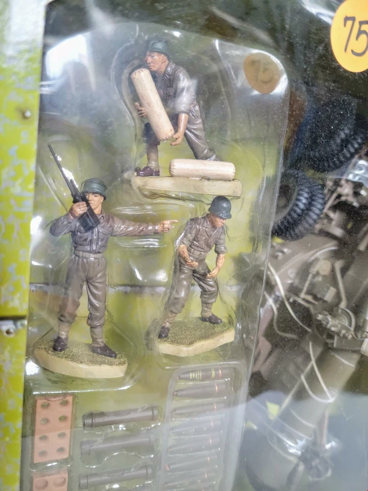 WWII 1:32 Heavy Artillery Playset RARE 21st Century Ultimate Soldier w/ 3 Figs - Image 2 of 4