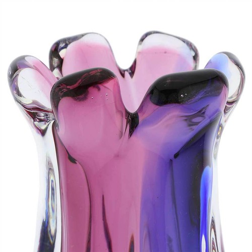 GlassOfVenice Murano Glass Sommerso Ribbed Bud Vase - Rose and Blue - Picture 5 of 8