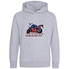 Kids Personalised Motorcross Hoodie Motocross Boy motor bike race racing moto...