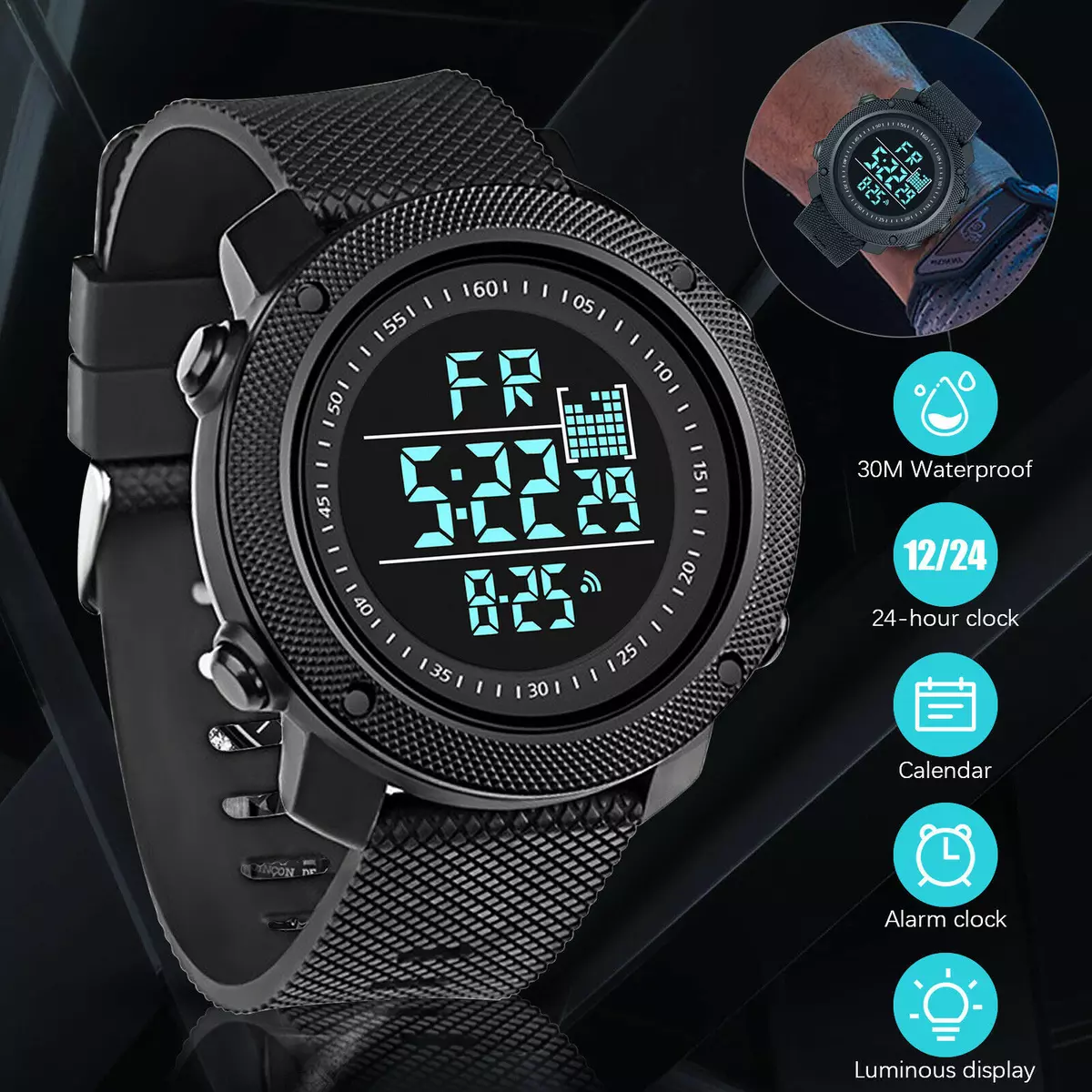 Reloj de Pulsera Deportivo Impermeable para Hombre Reloj Digital Táctico  Militar