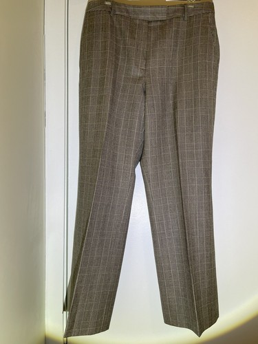 100% Wool Brown Glen Plaid Trousers 