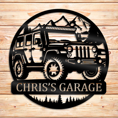 Customized Garage Metal Sign, Gift for Jeep Enthusiasts, Mancave Wall Decor Sign