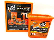 Dead Down Wind Pro Hunter Scent Elimination Kit & Deer Hunting Laundry Bombs 