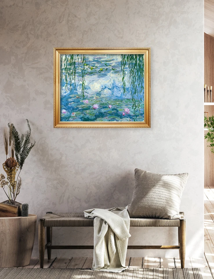 Water Lilies 1916-1919 Claude Monet Solid Wood Framed Canvas Art Print 35" x 29" - Image 3 of 4