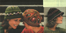 3 HATS INCLUDES CLOCHE BERET WOMEN'S CROCHET PATTERN INSTRUCTIONS