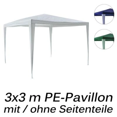 NEXOS Pavillon PE 3x3m Gartenzelt Partyzelt wasserdicht Farbe + Seitenteile wählbar