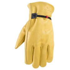 Wells Lamont Men's Leather Work Gloves with Adjustable Wrist, Palm Patch,
