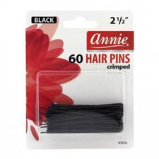 ANNIE 60 PCS HAIR PINS BLACK BALL TIPPED 2 1/2" CRIMPED 3316