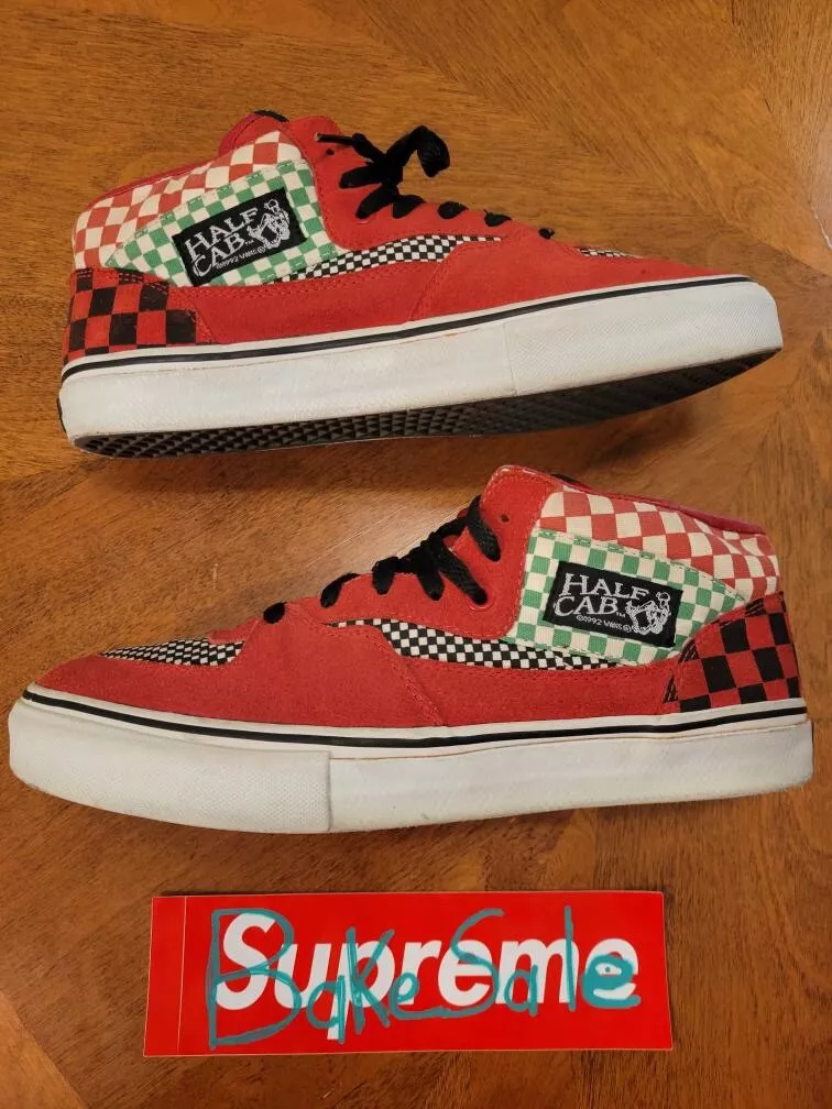 2006 Vans X Supreme Half Cab Checkered Red Size 10