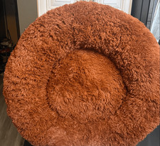 Bedsure Calming Donut Washable Anti-Slip Faux Fur Round Dog Pet Bed XL Rust NWOT