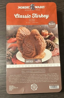Nordic Ware Classic Turkey 3D Cake Pan Bronze Finish USA Made Non Stick NEW