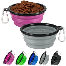 Collapsible Dog Bowl 2 Pack, Water Bowls for Travels, Small, Grey Purple