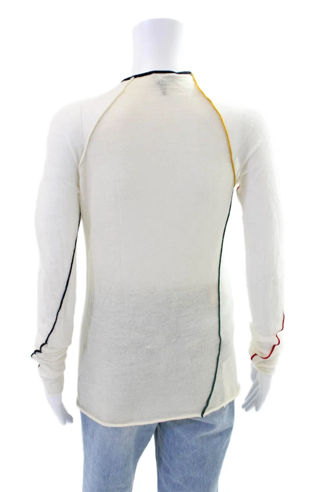 Suéter Rag & Bone para mujer manga larga cuello alto blanco lana talla pequeña Foto 3 de 4