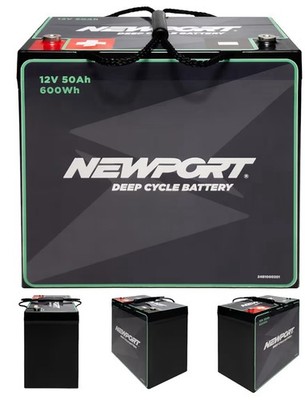Newport 12V50Ah Deep Cycle Heavy-Duty Marine Battery, Sealed AGM