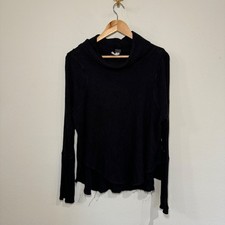 We the Free Oversized Cowl Neck Waffle Sweater Women's LG Black Boho