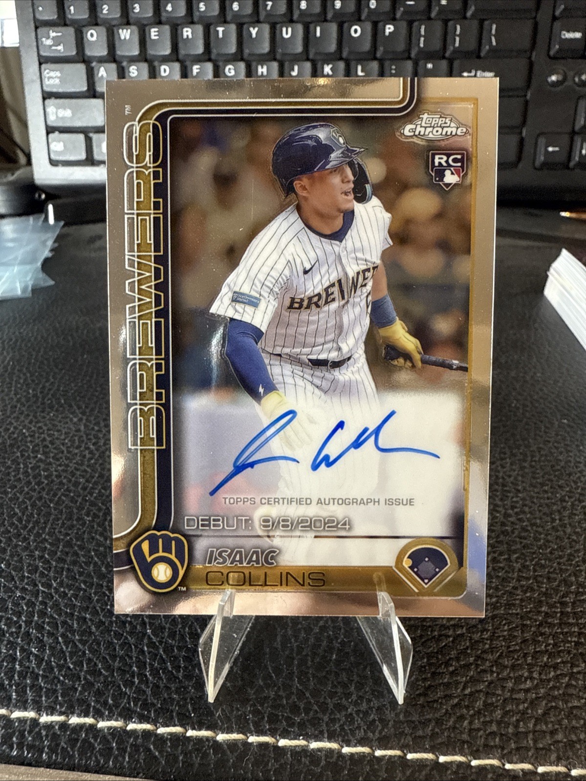 2025 Topps Chrome Rookie Autographs Isaac Collins CRDA-IC (AU, RC) Brewers