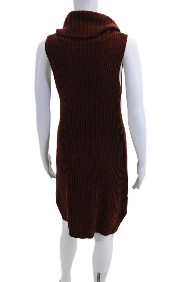 Vestido Suéter BB Dakota Para Mujer Tejido Sin Mangas Medio Pantorrilla Cuello Alto Marrón Talla S Foto 3 de 4
