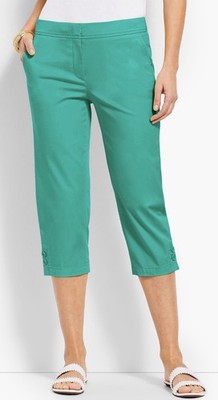 NWT TALBOTS Women s PEDAL PUSHER Crop Pants Button Detail Trouser Stretch sz 2
