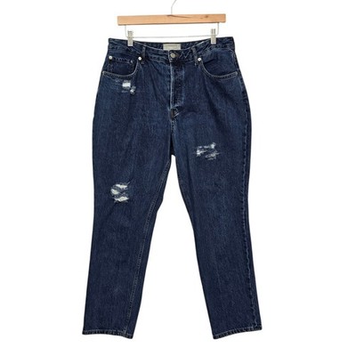 Everlane The Curvy 90s Cheeky Straight Jean  Dark Wash Distressed Womens Size 32