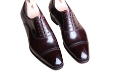 Handmade Brown Cap Toe Genuine Leather Dress Office Oxford Lace Up Shoes For Men