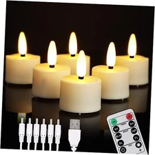 LED Rechargeable Tea Lights Candles with Remote, 6 pcs Battery Operated 