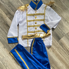 Boys Blue & White Prince Royal Fairy Tale Fancy Dress Costume Outfit 9-10-11