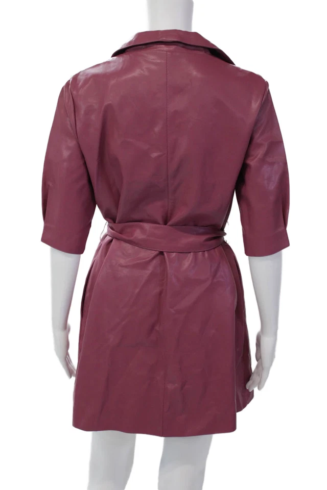 Destino. Chaqueta forrada con cinturón cuello manga larga texturizada malva talla S para mujer Foto 3 de 4