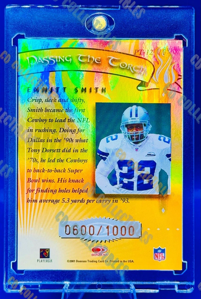 Emmitt Smith Rainbow Foil Refractor Card Donruss Dallas Cowboys Hof Mint - Image 3 of 3