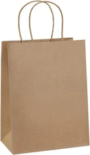 Gift Bags 8X4.25X10.5 100Pcs Brown Paper Gift Bags with Handles Bulk for Wedding