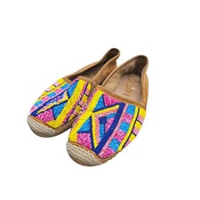 Sam Edelman Maris Beaded Espadrille Flats Womens 8 Suede Multicolor Boho