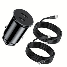 USB C Car Charger, 24W Dual Port with 2Pack 3Ft Type C to L Cable Fast Charging