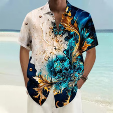 Vintage Island Style Short Sleeve Shirt with Tropical Design for Summer
