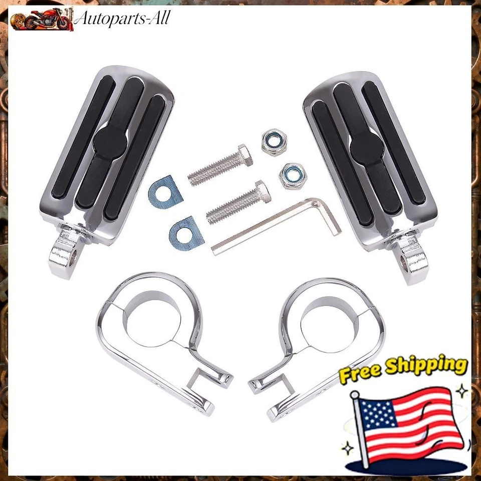 1-1/4" 1.25" Motorcycle Highway Crash Bar Foot Pegs Fit For Harley Touring Foto 2 de 4