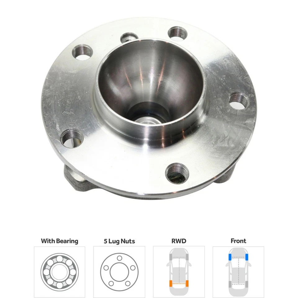 Wheel Hubs For 11-2015 BMW 528i Front Left & Right with Bearing RWD - Image 3 of 4