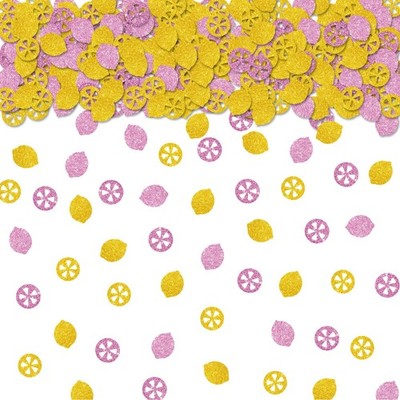 100 PCS Lemon Confetti Gold Pink Glitter Table Scatter Fruit Themed Birthday