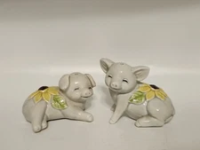 Vintage Mid Century Sunflower Pig Salt And Pepper Shakers Made In Japan