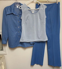Vintage Leisure 3 Pc. Set Womens 14 Shirt Pants Sears Fashion Disco Hippy 60 70s