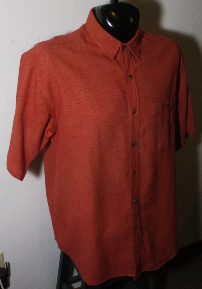 ORVIS Rust Heavy Fabric Short Sleeve Shirt Men's Size L - Image 3 of 4