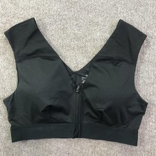 Tommie Copper Znergy Sports Bra Womens Large Black Zip Front Shoulder Support