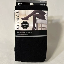 George Tights Black Size 3 Diamond Pattern Control Top